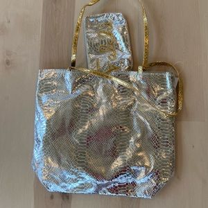 Bag blowout NewYear sale Fatto a Mano Carlos Falchi python emboss tote NewUnused
